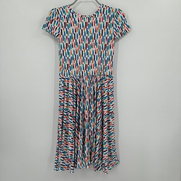 Dot Dot Smile Girl's Cap Sleeve Dress sz 11 Short Sleeve White/Colorful Dashes - Picture 5 of 5